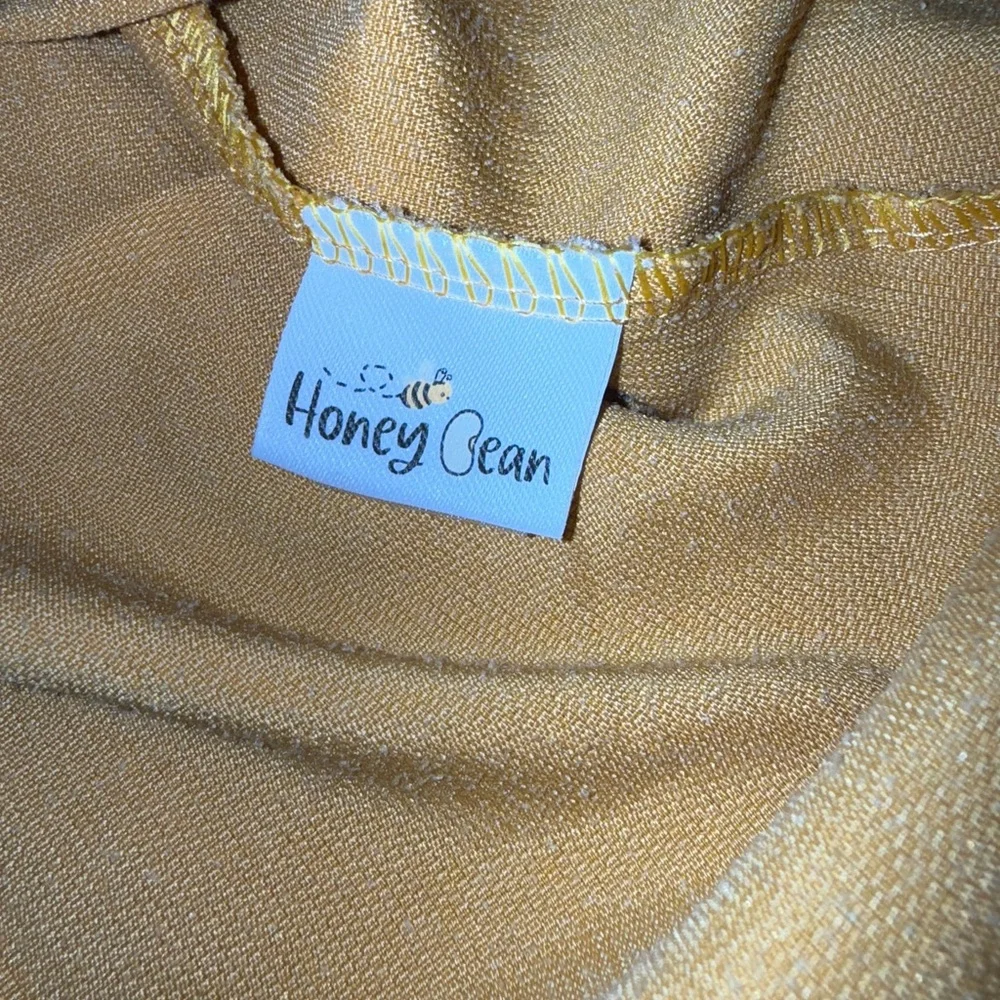 Honey Bean Mustard Yellow Ruffled Long Sleeve Dress Size 6